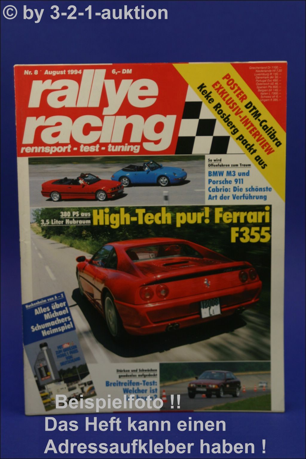 Rallye Racing 8/94 Ferrari 355 Porsche 911 BMW M3