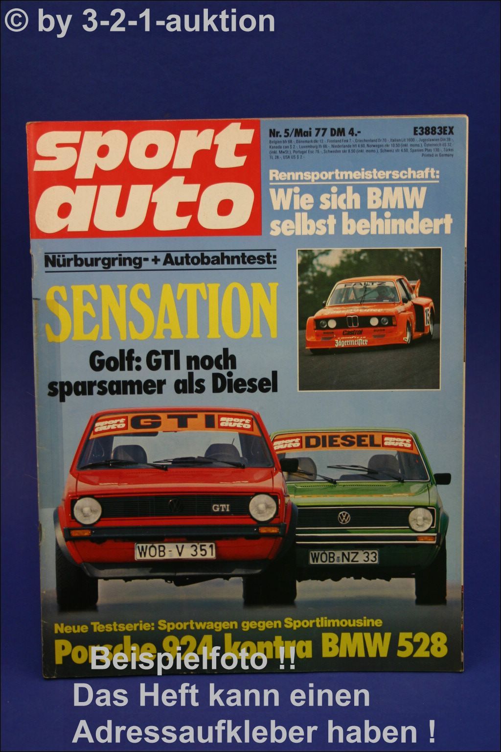 Sport Auto 5/77 BMW Alpina 528 E12 Porsche 924 + Poster